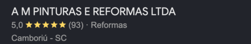 Avaliações do AM Pinturas e Reformas no Google Meu Negócio